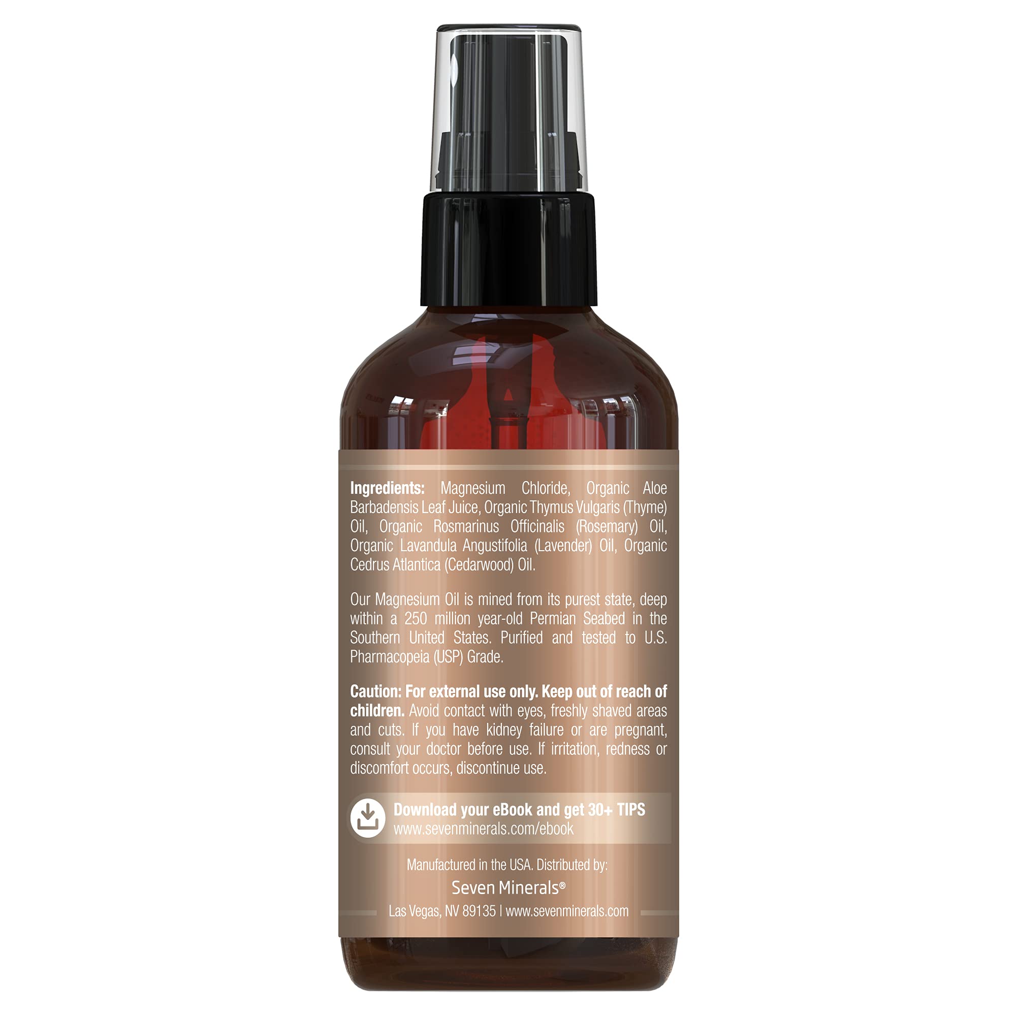 Seven Minerals Anti-hair Loss Magnesium Spray – Made in USA, 100% Natural & Organic | eBook Included