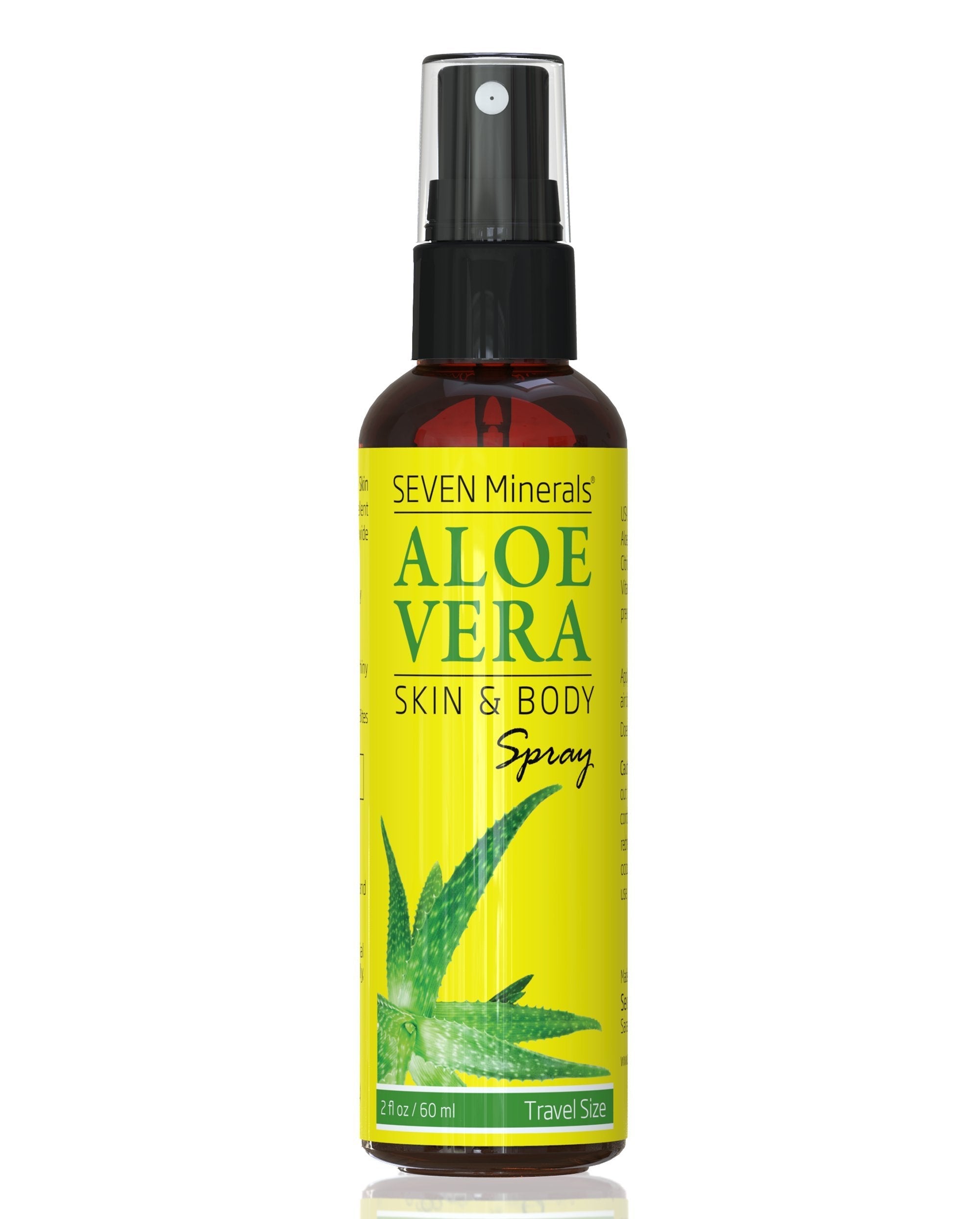 Seven Minerals Travel Size Organic Aloe Vera Spray – Fresh Aloe from Real Leaves, No Xanthan, 2 oz (Pack of 2)