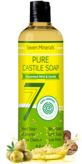 Seven Minerals Pure Castile Soap – No Palm Oil, GMO-Free, Gentle Liquid Soap for Sensitive Skin & Baby (8 oz)