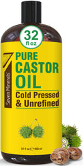 Seven Minerals Pure Cold Pressed Castor Oil – 32 oz Hexane-Free, Unrefined