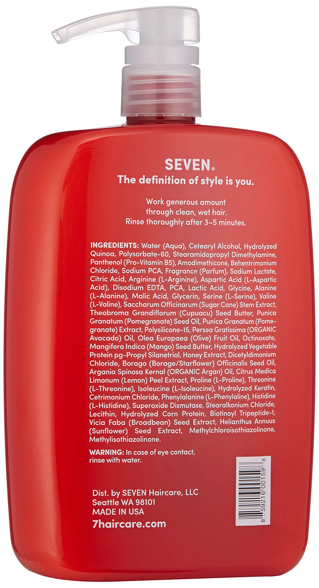 SEVEN Rinzu COLOR Conditioner — Color-Treated Hair Care, Sulfate-Free, Argan Oil & Pro Vitamin B5 | Made in USA | 32 oz