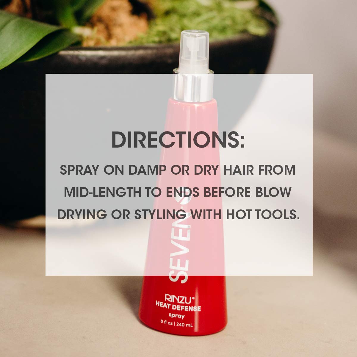 SEVEN RINZU Heat Defense Hair Spray – Heat Protection up to 450°F, Frizz Control, Shine & Volume | Made in USA