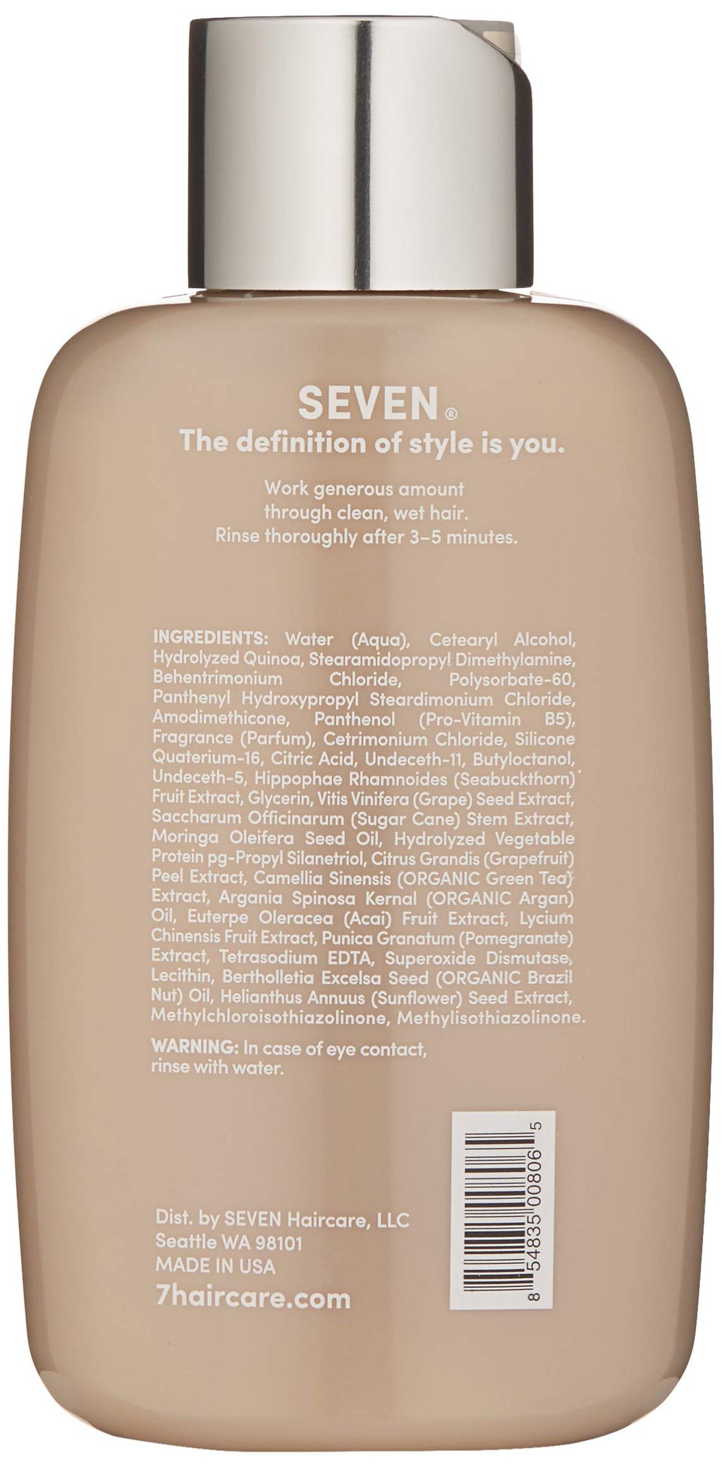 SEVEN Satara Volume Conditioner for Fine Hair – Argan Oil, Pro Vitamin B5, Hydrolyzed Quinoa | Made in USA | 10.7 oz