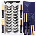 SevenCrown Magnetic Lashes Kit: 10 Pairs, 3D Medium Cat Eye, Upgraded Magnetic Liner