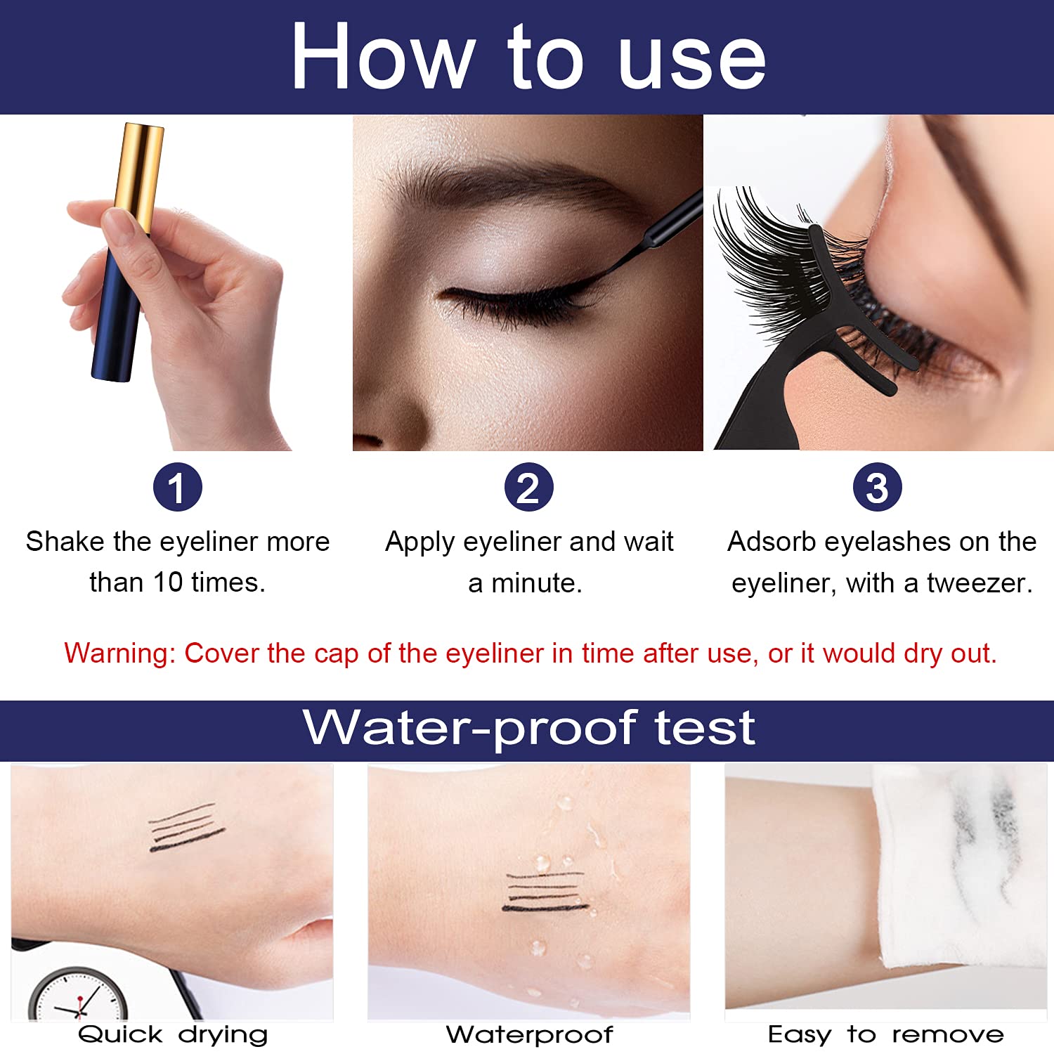 SevenCrown Magnetic Lashes Kit: 10 Pairs, 3D Medium Cat Eye, Upgraded Magnetic Liner