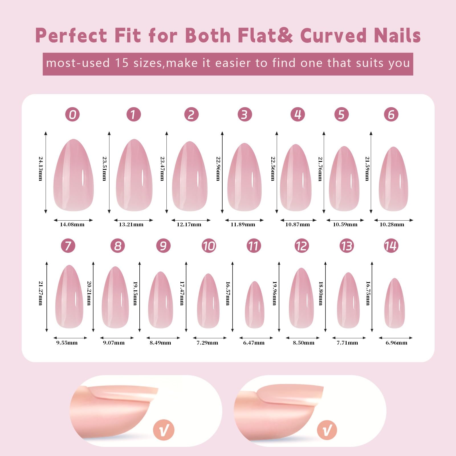 Sevgob 150Pcs White French Tip Press-On Nails – Medium Almond, 15 Sizes, 3-in-1 Soft Gel Tips