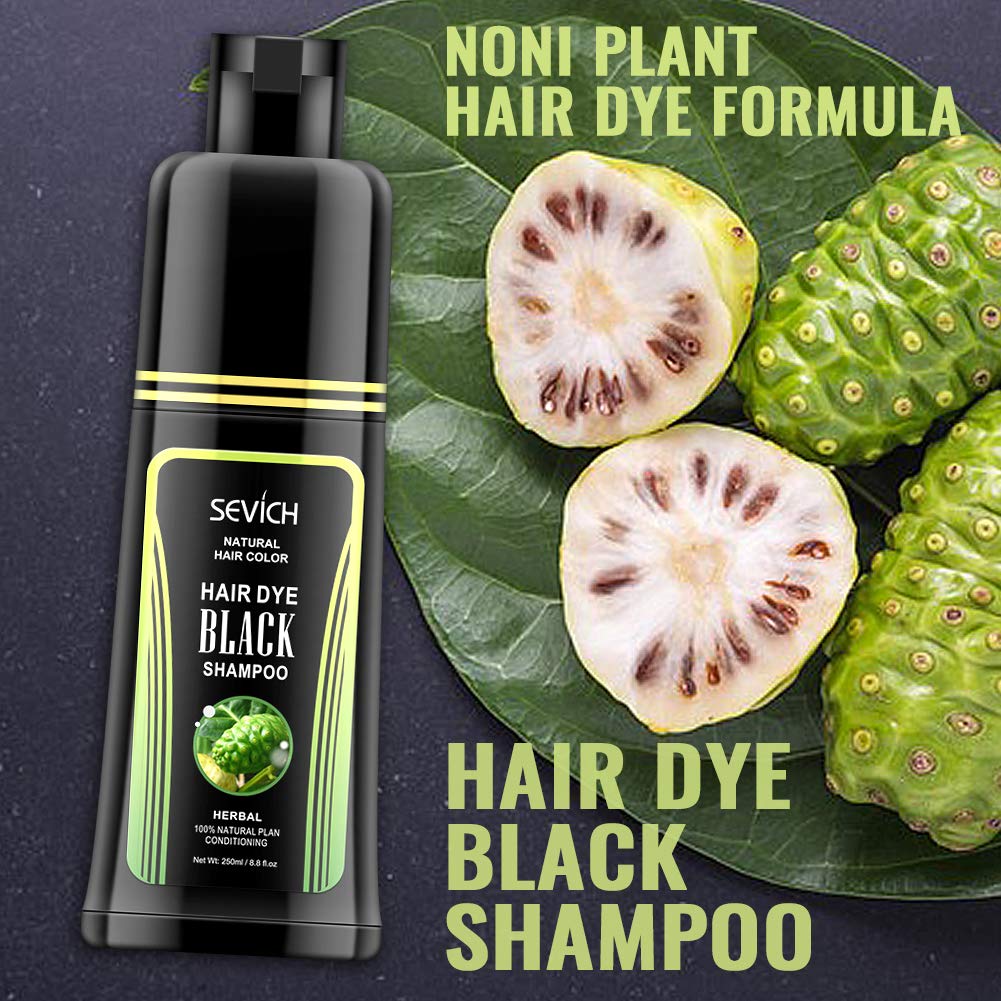 SEVICH Black Hair Shampoo – Instantly Black Hair Dye with Noni Essence, Grey Cover, 250ml