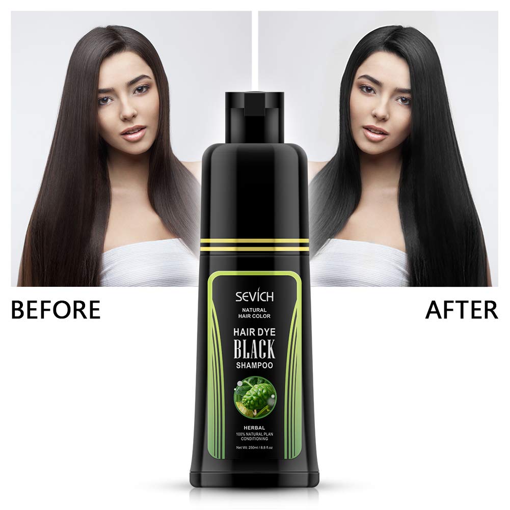 SEVICH Black Hair Shampoo – Instantly Black Hair Dye with Noni Essence, Grey Cover, 250ml