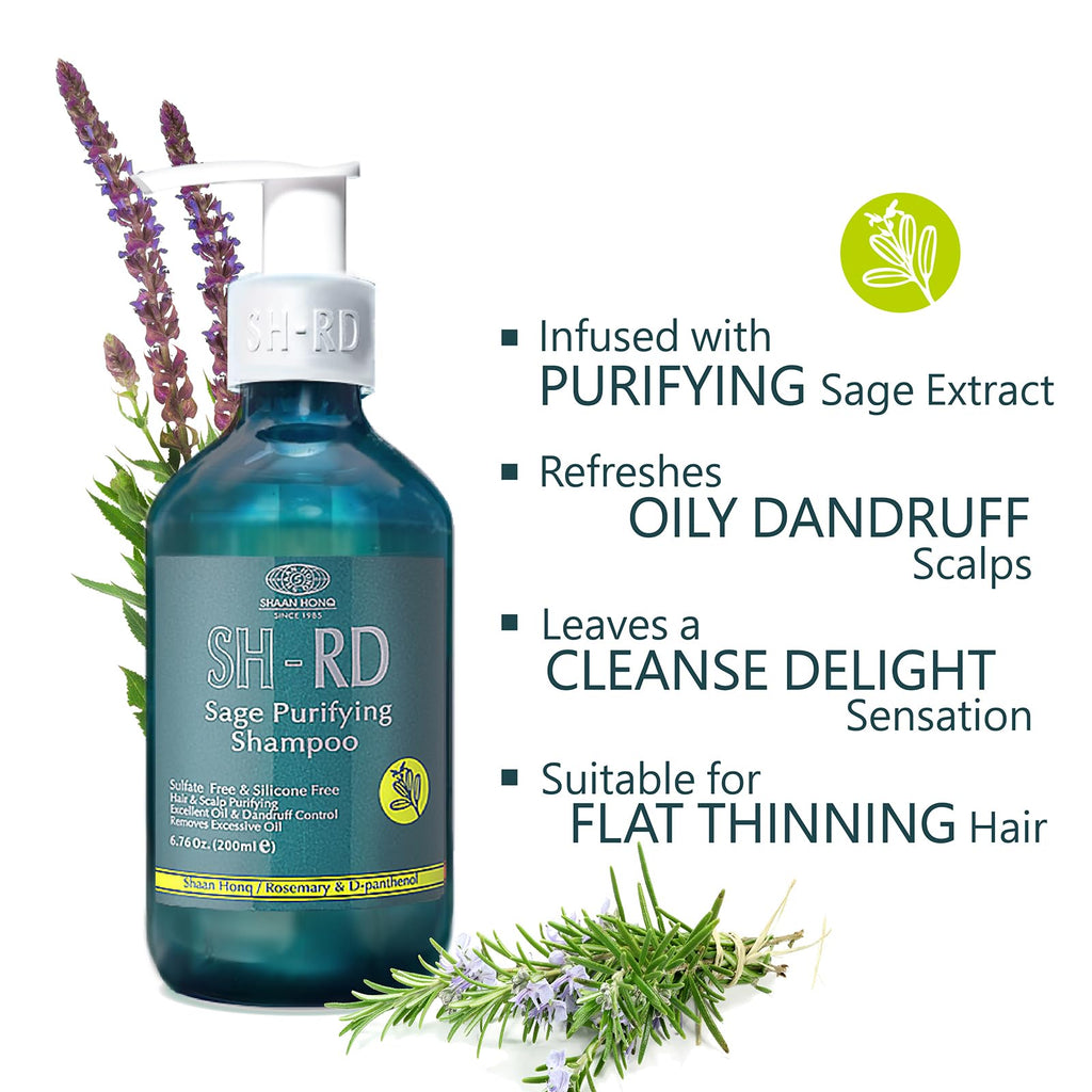 SH-RD Sage Purifying Shampoo for Oily Scalp - Deep Cleansing & Rebalancing | Sulfate- & Silicone-Free, 6.76oz/200ml