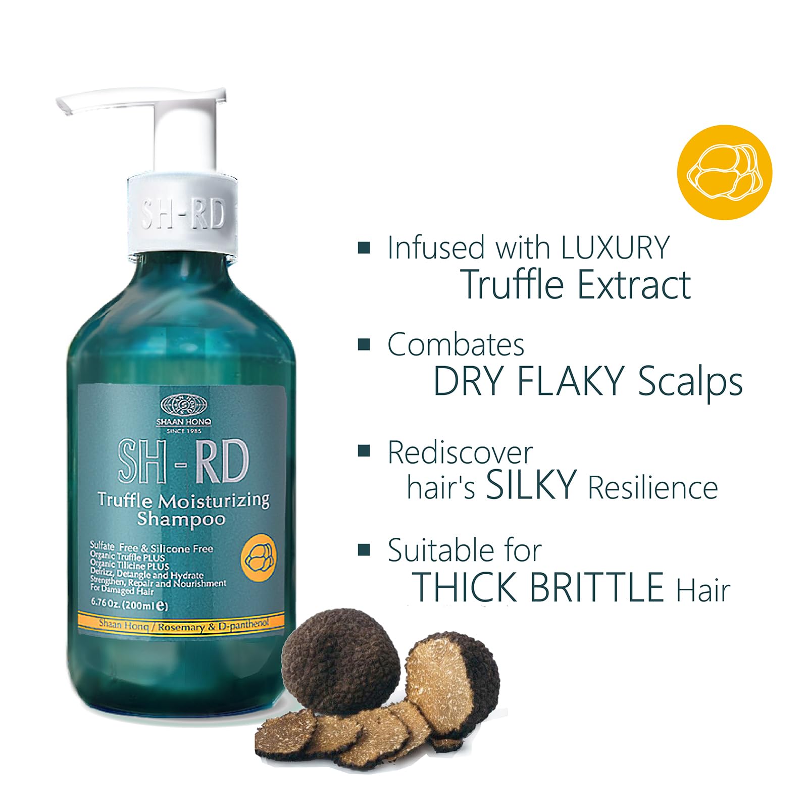 SH-RD Truffle Moisturizing Shampoo for Dry Damaged Hair | Hydration, Repair & Scalp Relief | Sulfate-Free 6.76oz/200ml