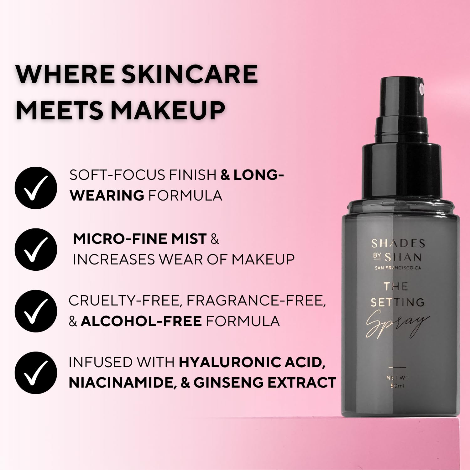 Shades by Shan Setting Spray – Alcohol-Free, Long-Wearing, Vegan, 80ml