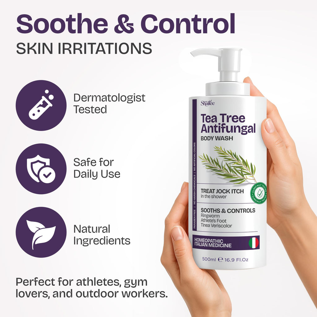Shailee Antifungal Tea Tree Body Wash – 16.9 oz for Eczema & Body Acne
