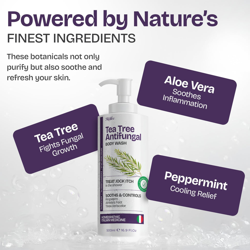 Shailee Antifungal Tea Tree Body Wash – 16.9 oz for Eczema & Body Acne