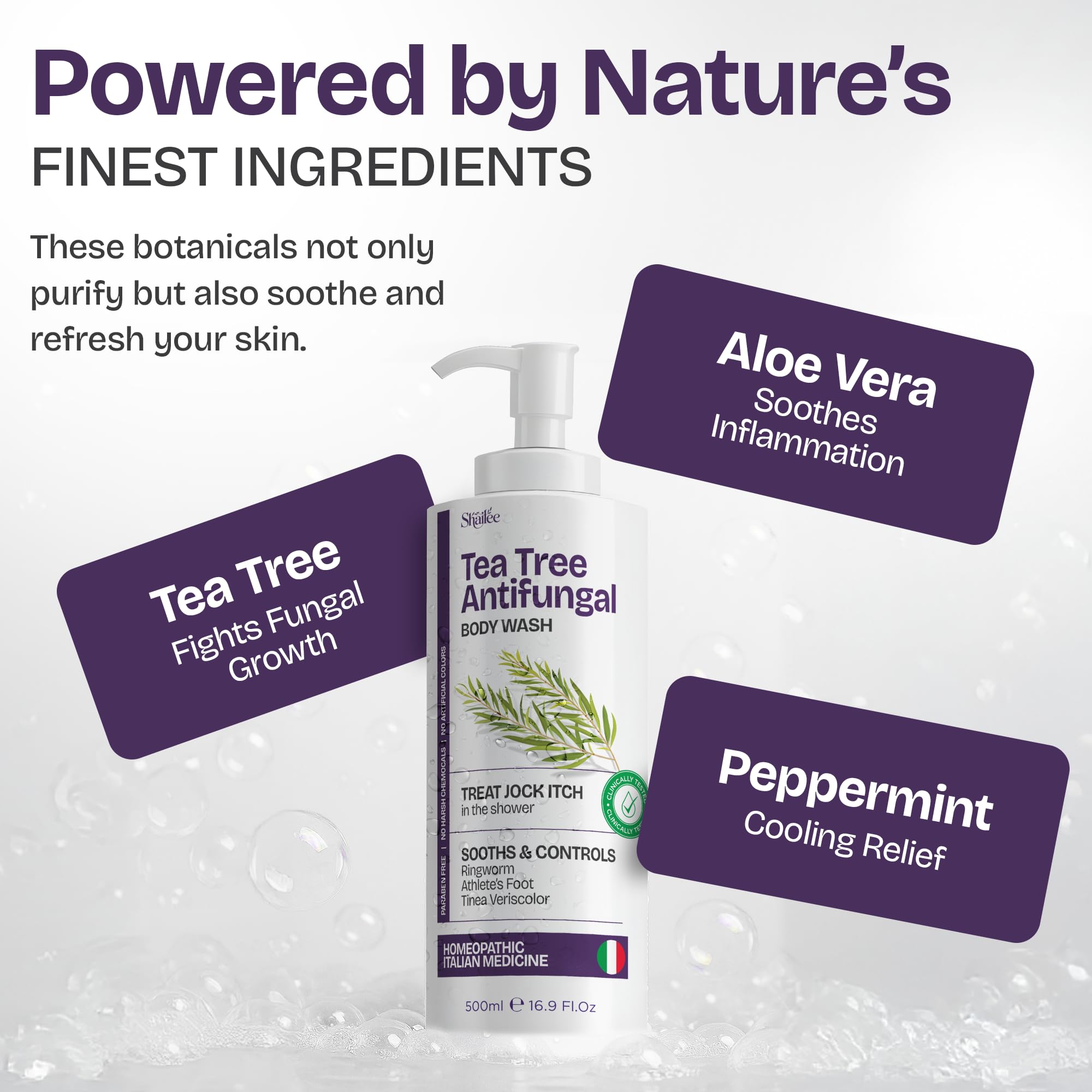 Shailee Antifungal Tea Tree Body Wash – 16.9 oz for Eczema & Body Acne