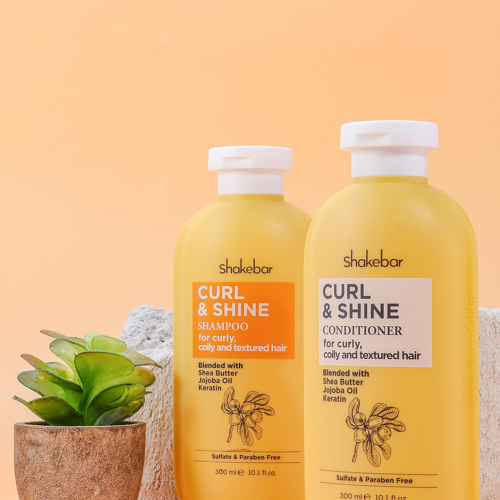 SHAKEBAR Keratin Curly Hair Shampoo & Conditioner Set – Curl & Shine