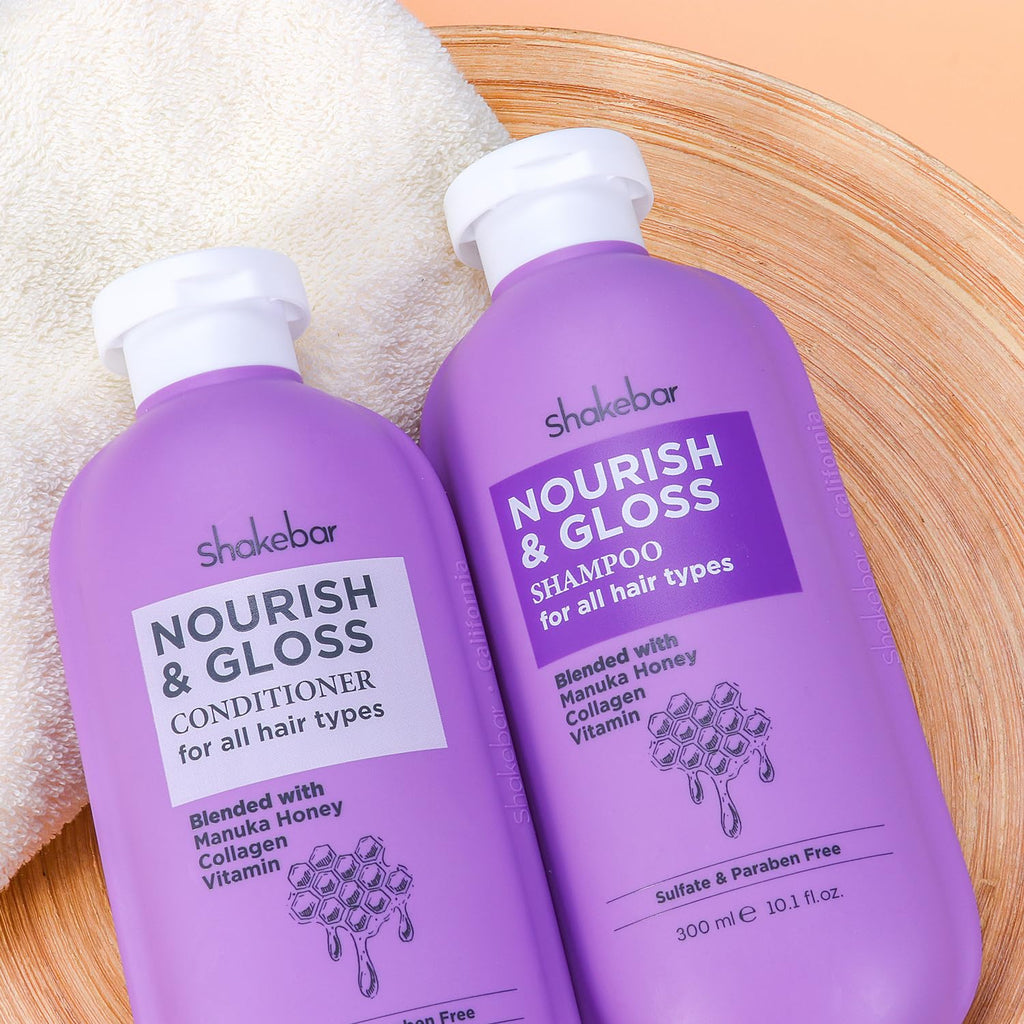 SHAKEBAR Honey Shampoo & Conditioner Set — Manuka Honey, Sulfate-Free, Vegan, All Hair Types (10.1 fl oz)