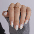 ShangMeng White Soft Gel Almond Press-On Nails – 32 Reusable Nails in 16 Sizes