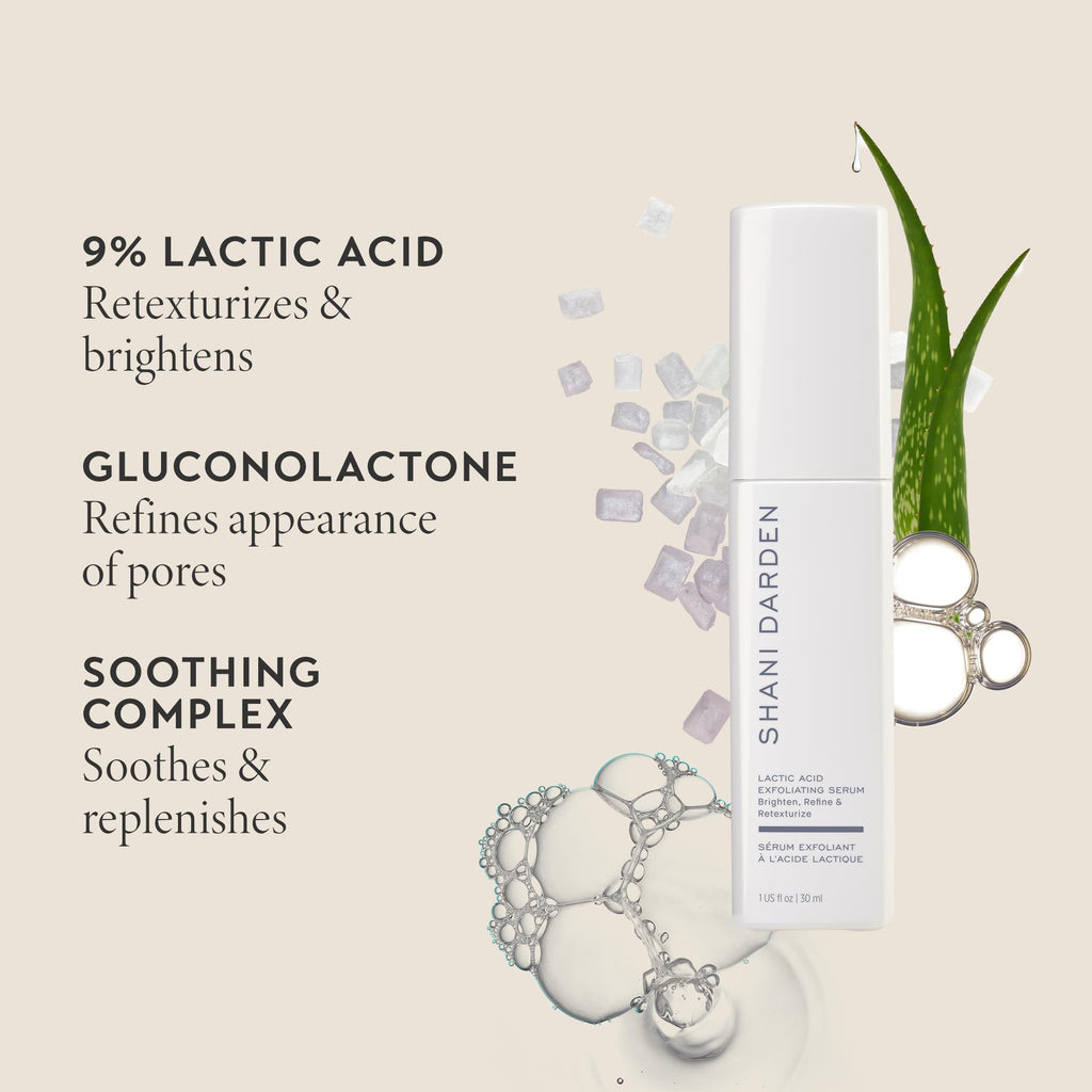SHANI DARDEN Lactic Acid Serum | Travel Size Night Exfoliator for Radiant, Smooth Skin
