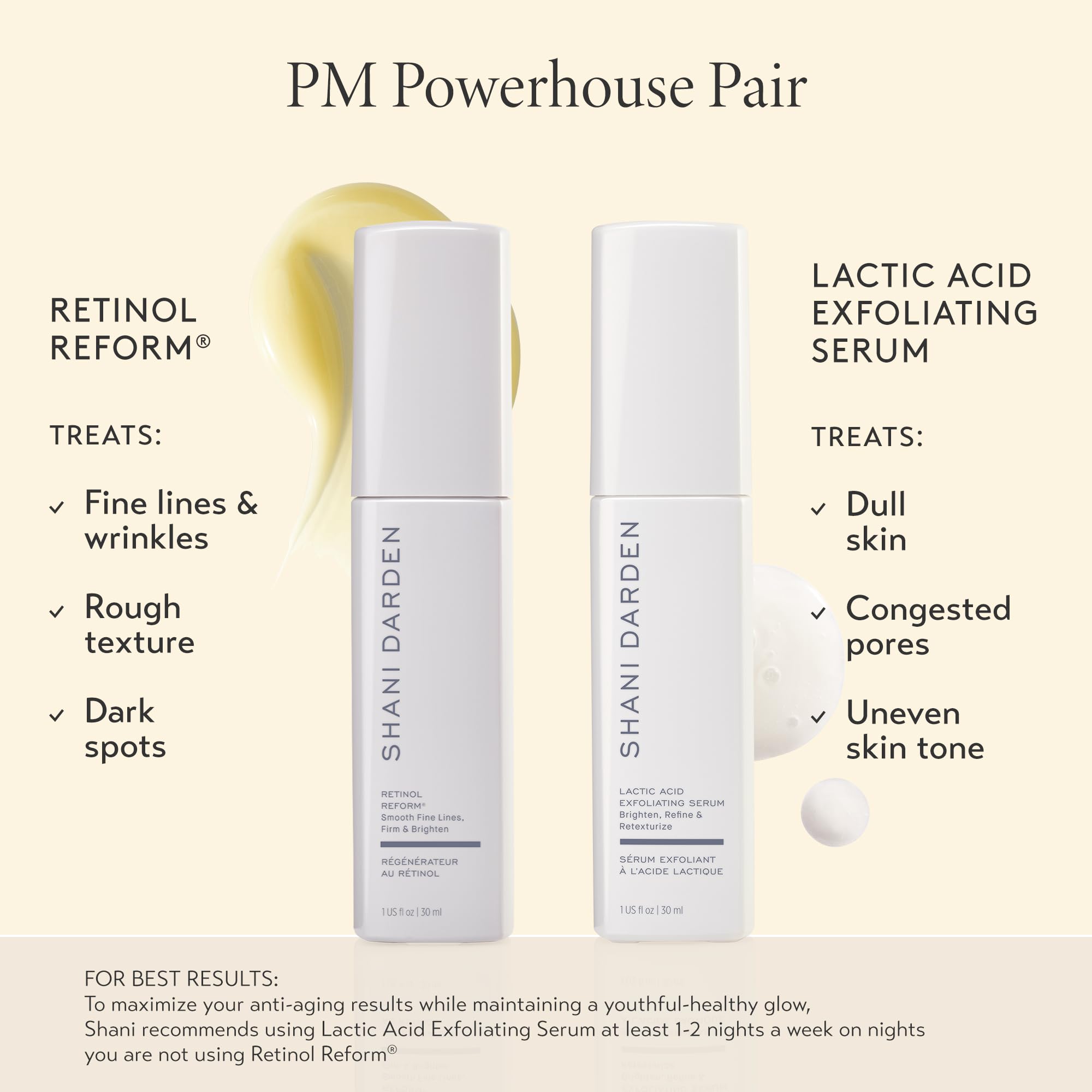 SHANI DARDEN Lactic Acid Face Serum | Night Exfoliating Serum for Radiant, Smooth Skin