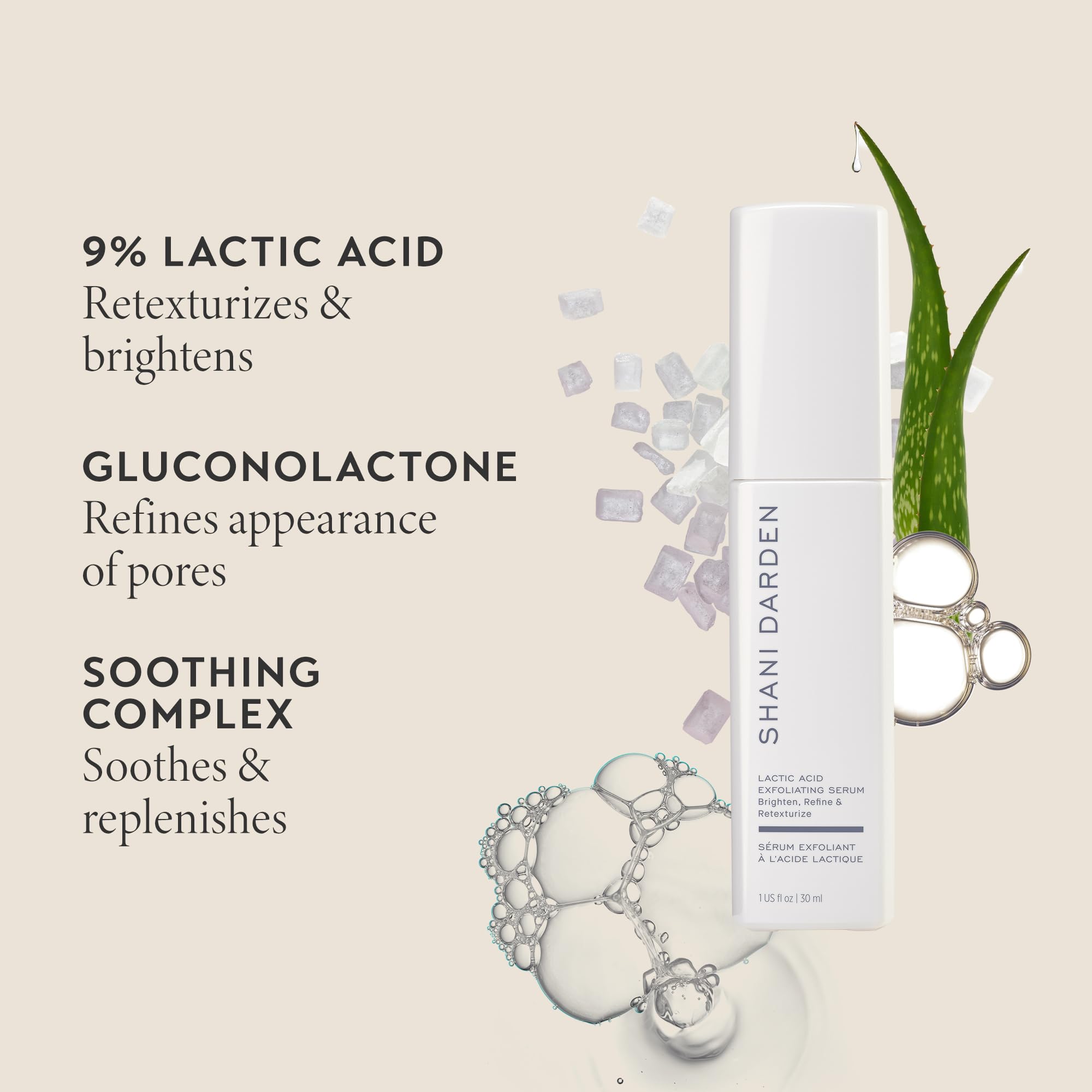 SHANI DARDEN Lactic Acid Face Serum | Night Exfoliating Serum for Radiant, Smooth Skin