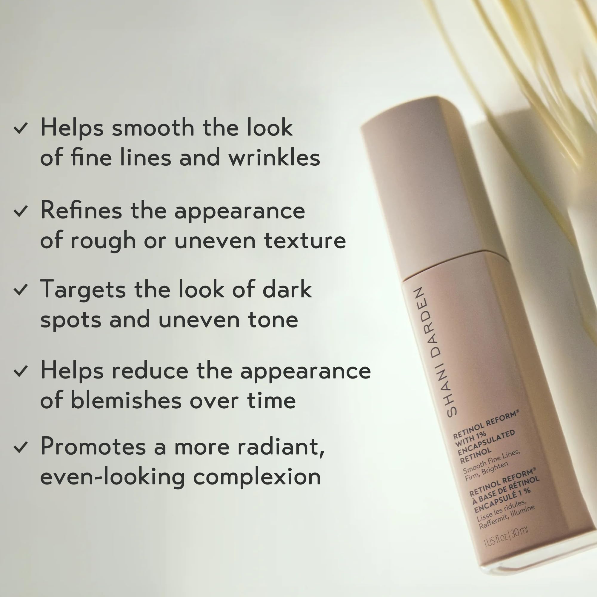 SHANI DARDEN Retinol Reform — 1% Encapsulated Retinol Serum for Face & Neck, Gentle Slow-Release, 0.3 oz