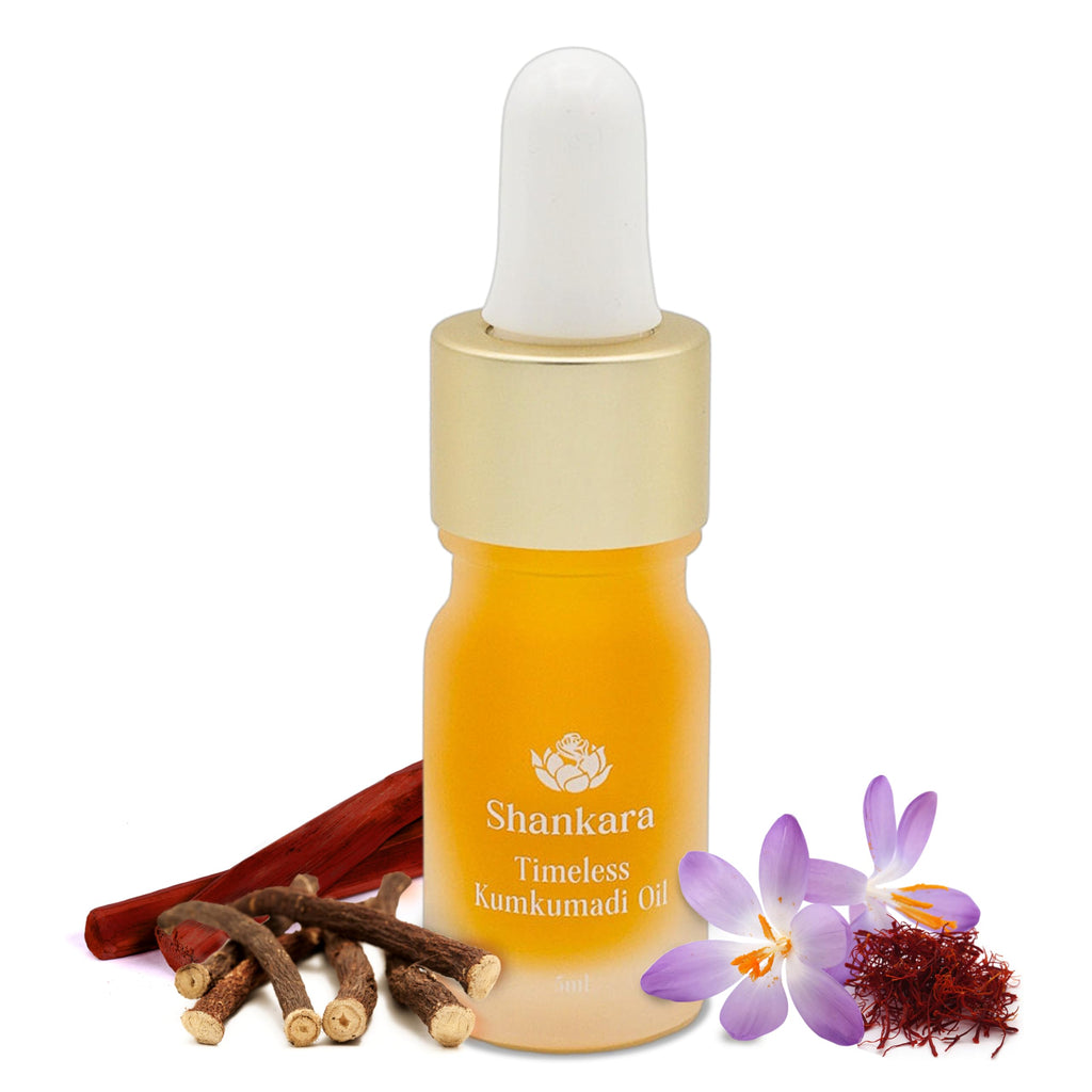 Shankara Kumkumadi Oil for Face – 32 Ayurvedic Flowers, Saffron, 5ml | Gua Sha Facial Oil