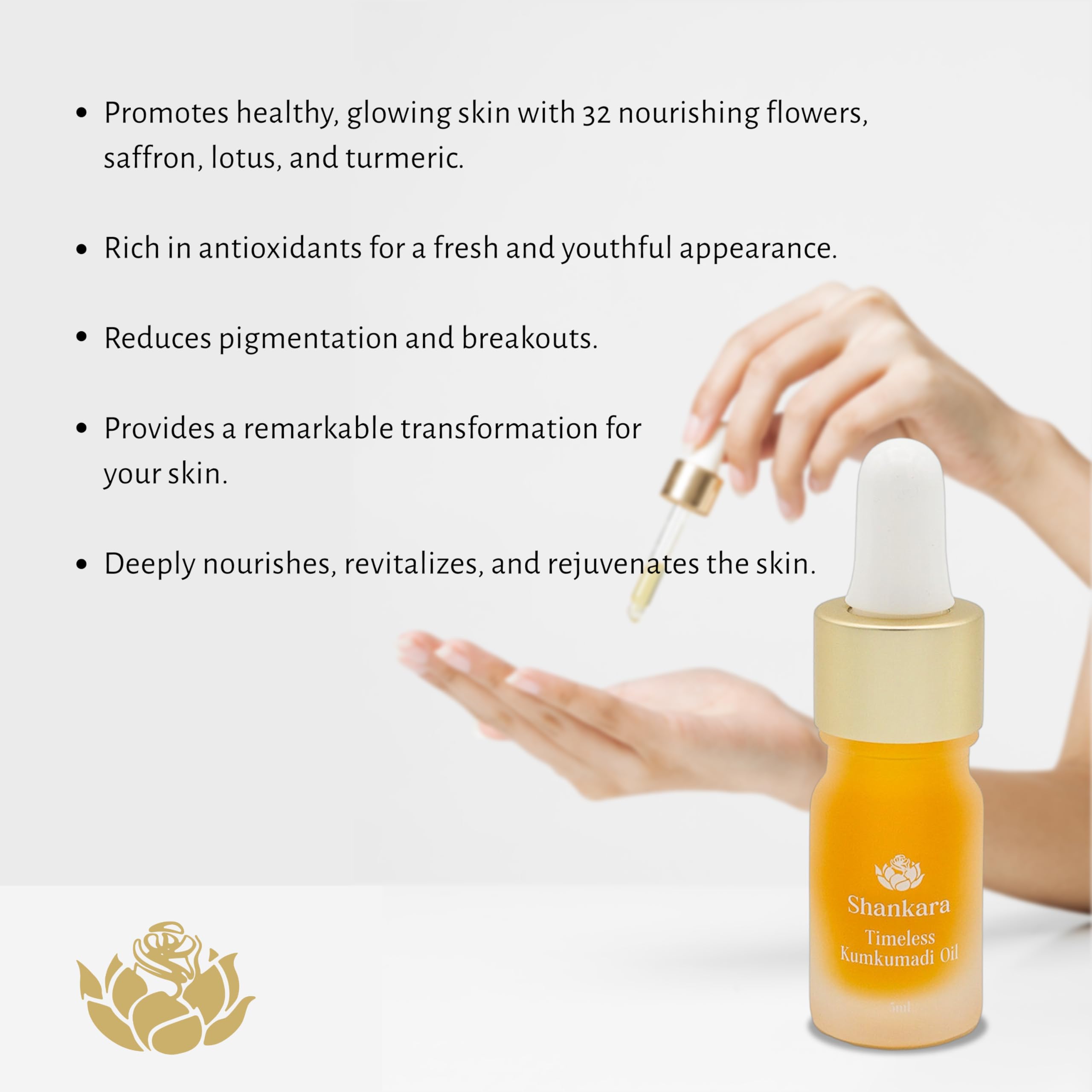Shankara Kumkumadi Oil for Face – 32 Ayurvedic Flowers, Saffron, 5ml | Gua Sha Facial Oil