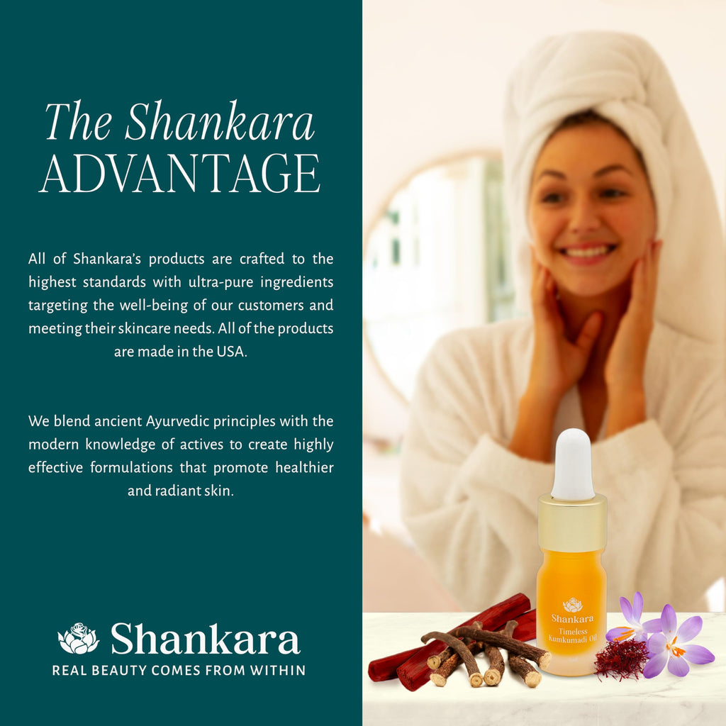Shankara Kumkumadi Oil for Face – 32 Ayurvedic Flowers, Saffron, 5ml | Gua Sha Facial Oil
