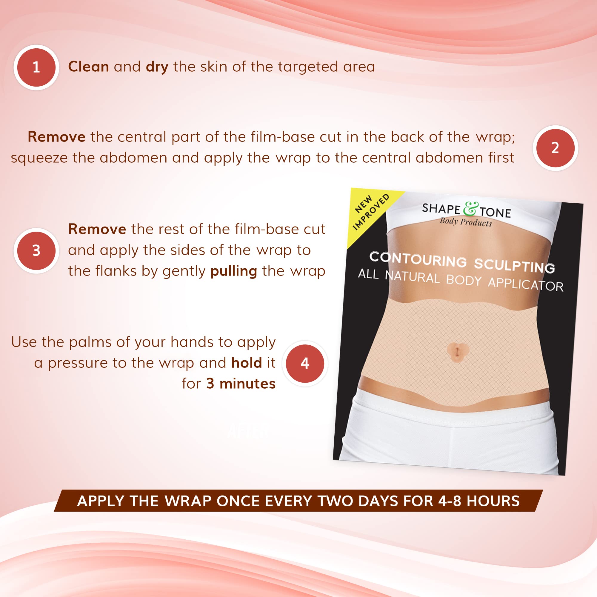 Shape and Tone All Natural Moisturizing Body Contouring Applicator Wrap – Easy to Use Tummy Contour Wrap (10 APPLICATORS)