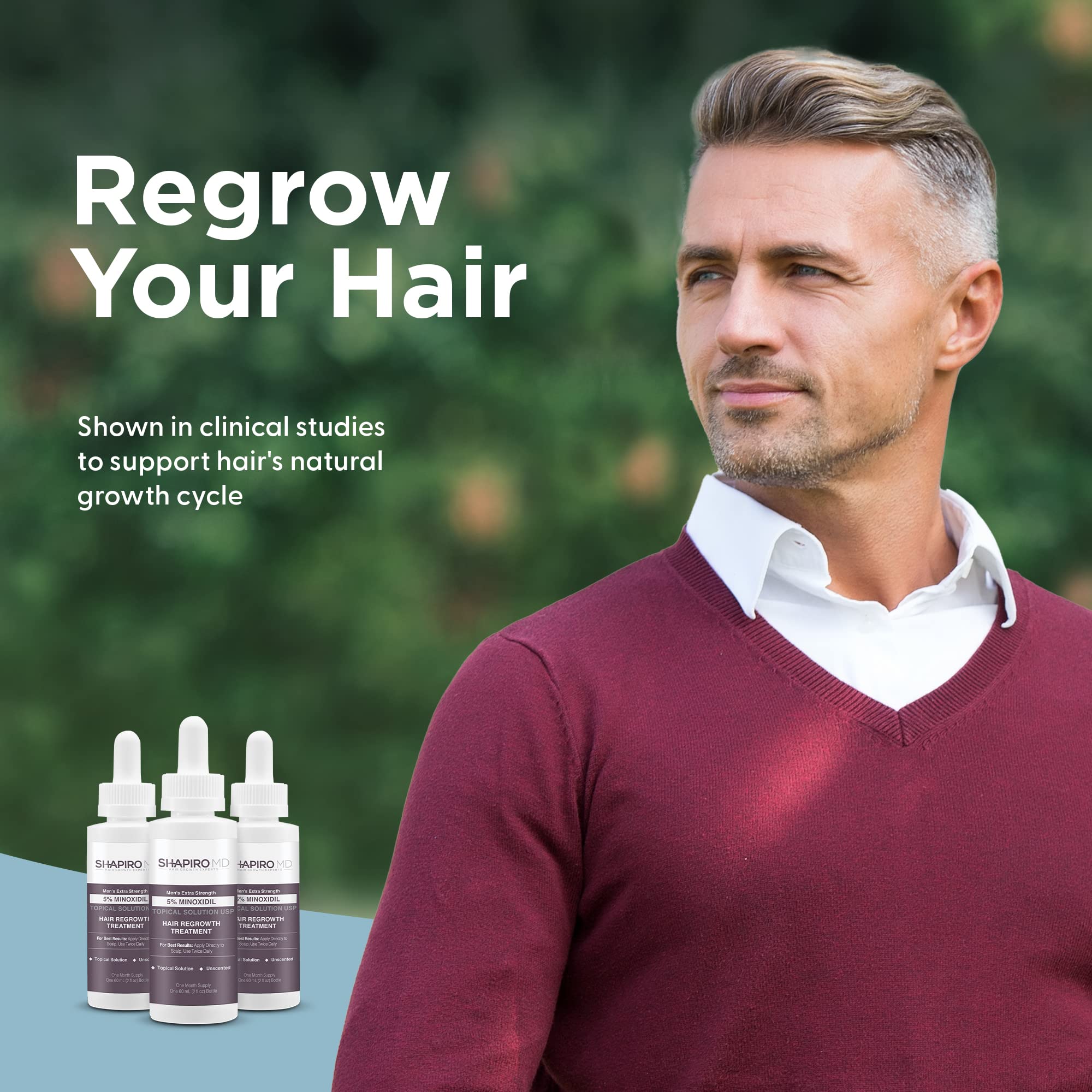 Shapiro MD Hair Growth Experts Minoxidil 5% Topical Solution for Men – 4 Month Supply