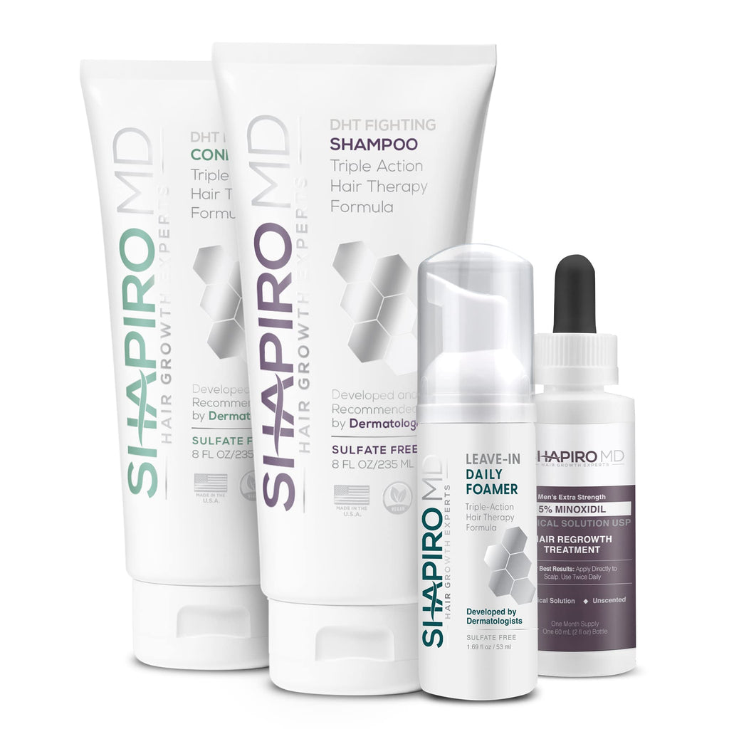 Shapiro MD Men's Regrowth Kit Plus: 5% Minoxidil, Shampoo, Conditioner & Leave-In Foam