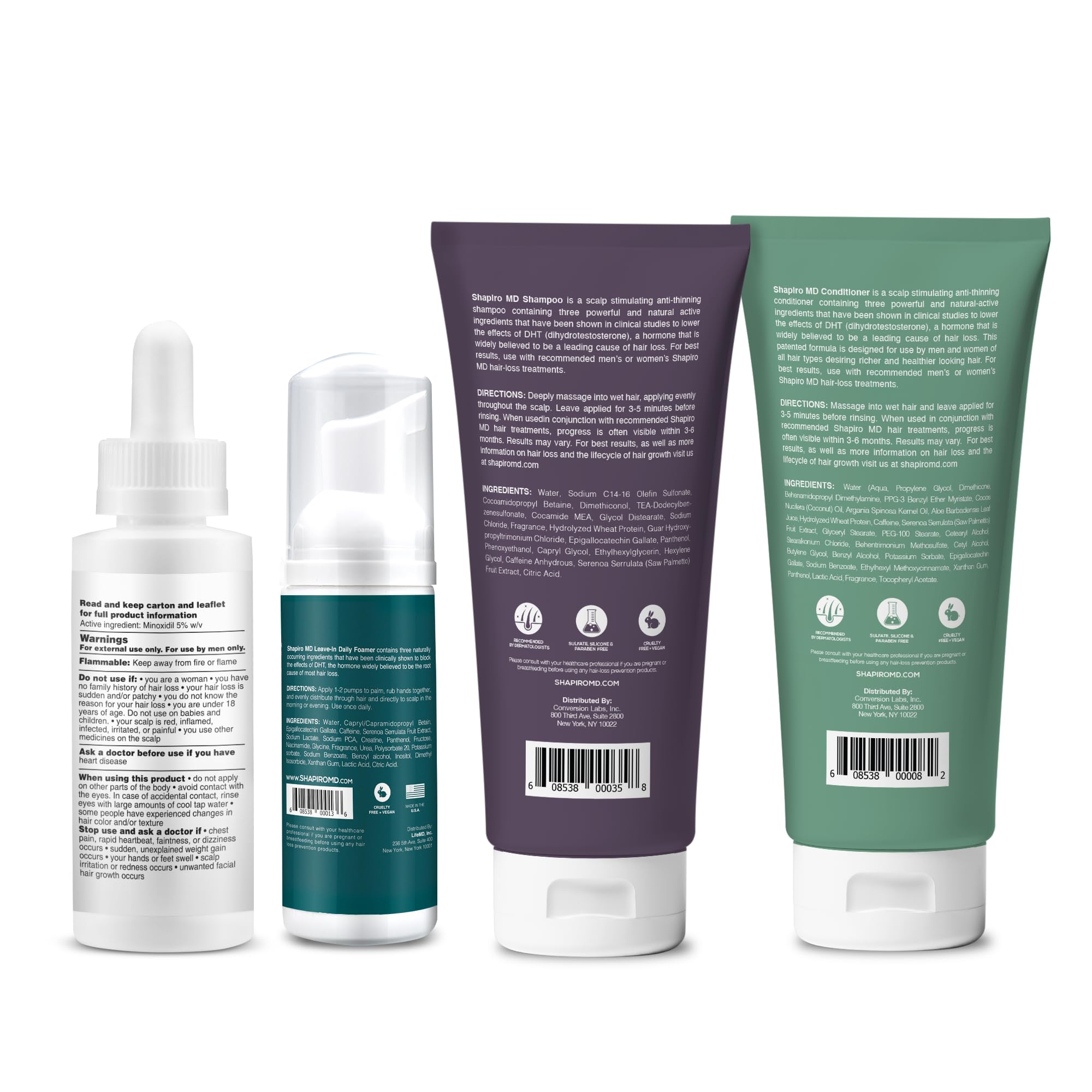 Shapiro MD Men's Regrowth Kit Plus: 5% Minoxidil, Shampoo, Conditioner & Leave-In Foam
