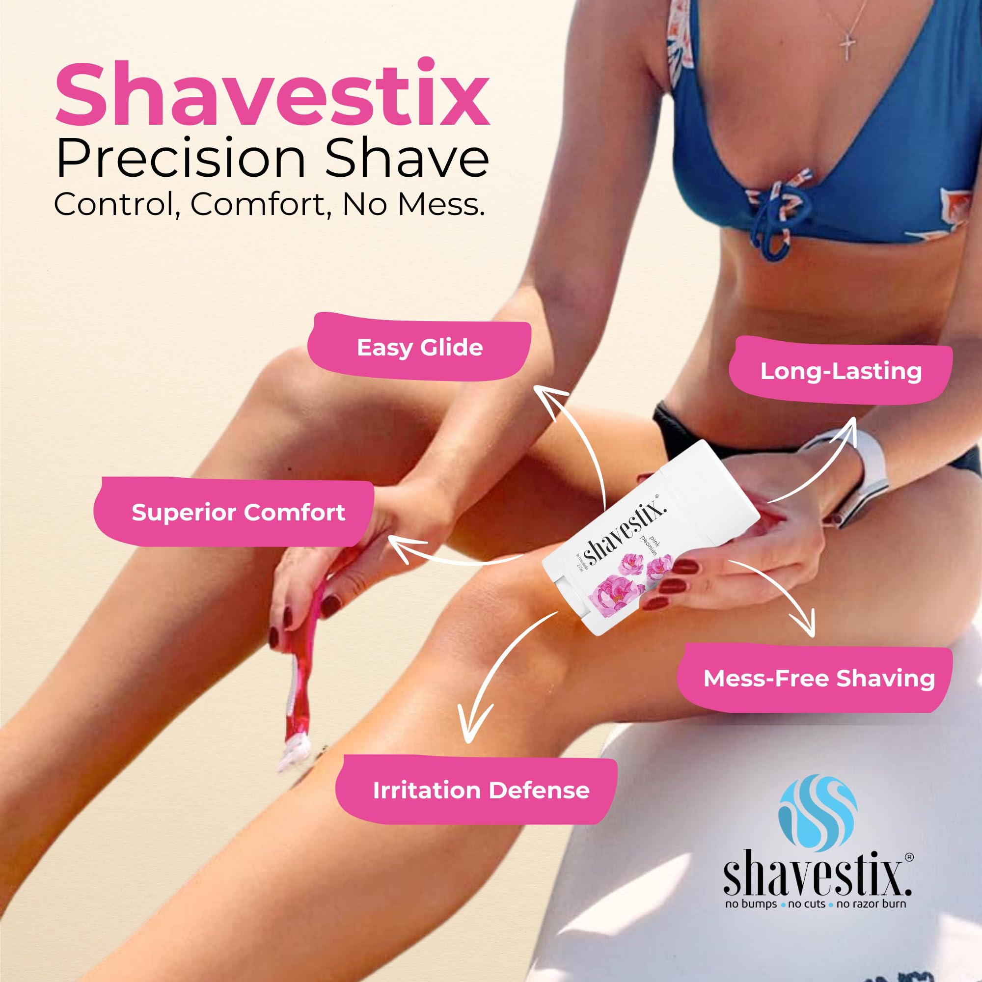 Shavestix Travel Size Shaving Stick 2.75 Oz – Pink Peonies Scented Hydrating Shave Gel Bar