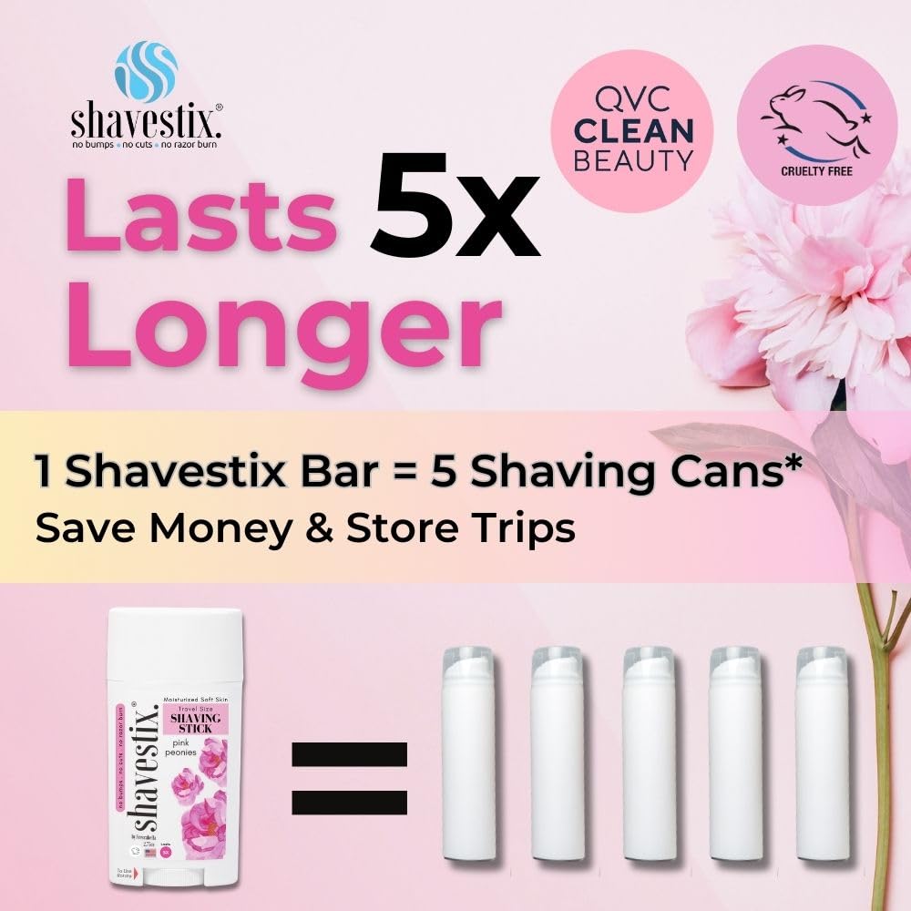 Shavestix Travel Size Shaving Stick 2.75 Oz – Pink Peonies Scented Hydrating Shave Gel Bar