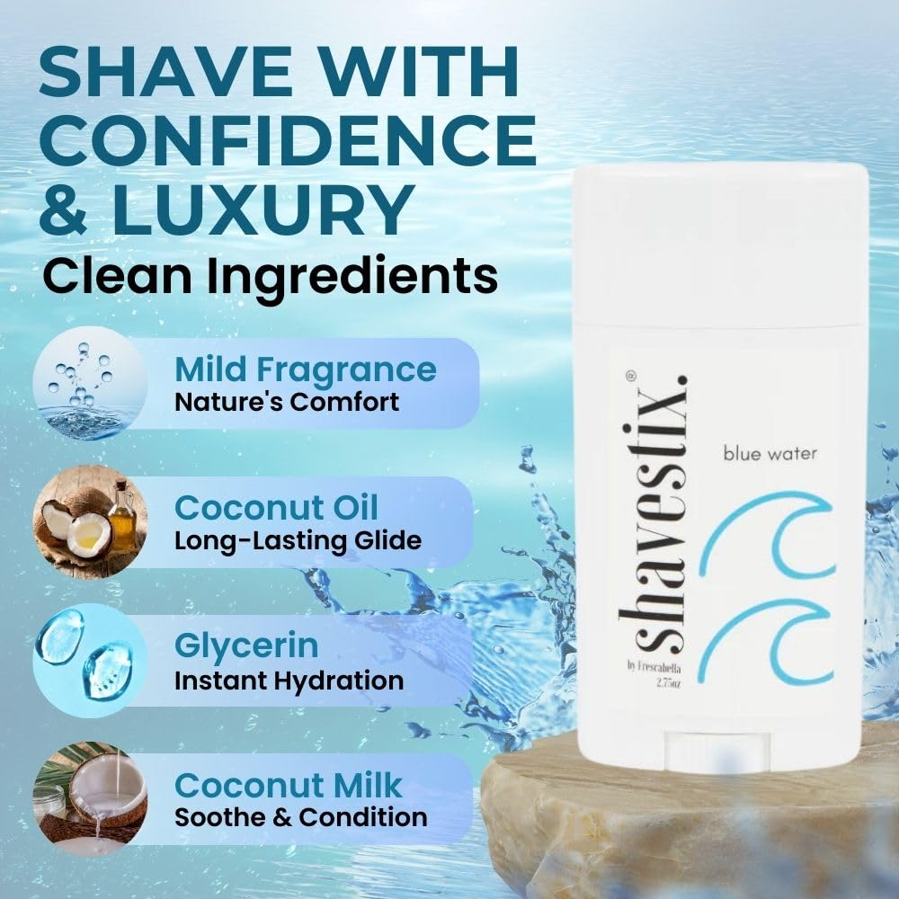 Shavestix Travel Shaving Cream Stick 2.75 oz – Blue Water, Coconut Oil, Razor-Friendly