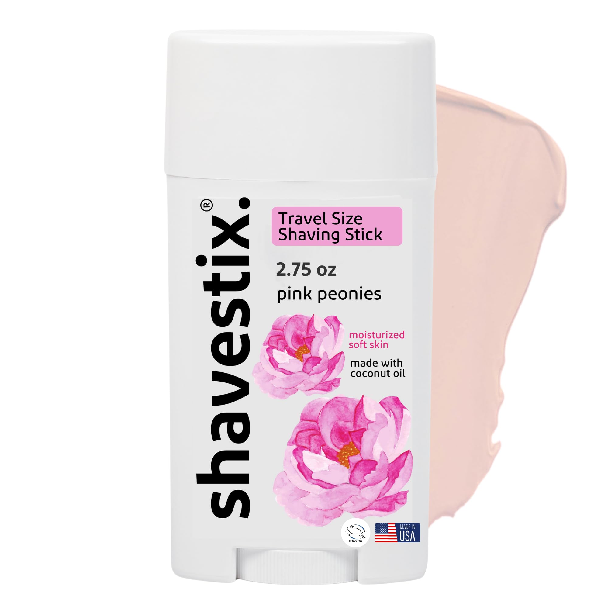 Shavestix Travel Size Shaving Stick 2.75 Oz – Pink Peonies Scented Hydrating Shave Gel Bar