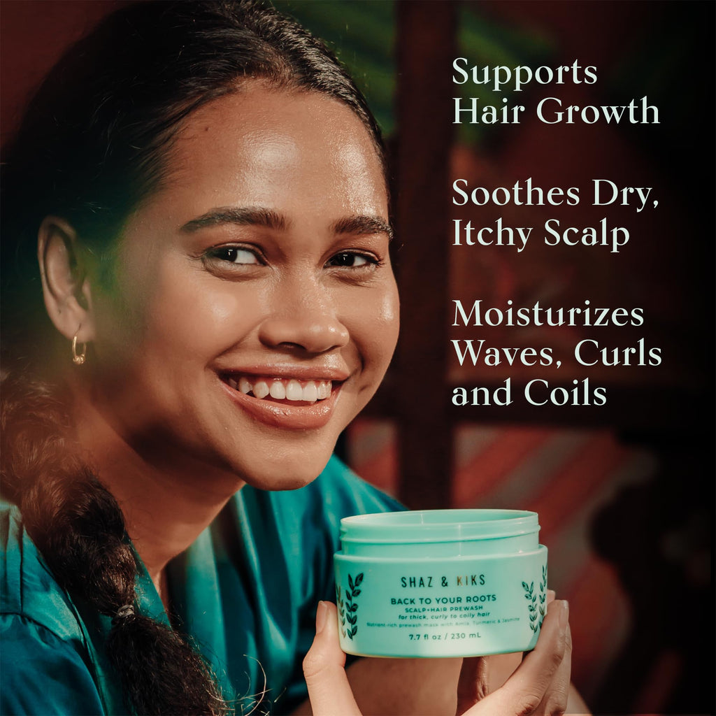 SHAZ & KIKS Essential Prewash Scalp+Hair Mask — 90ml | 35+ Nutrients for Thick Curl Care