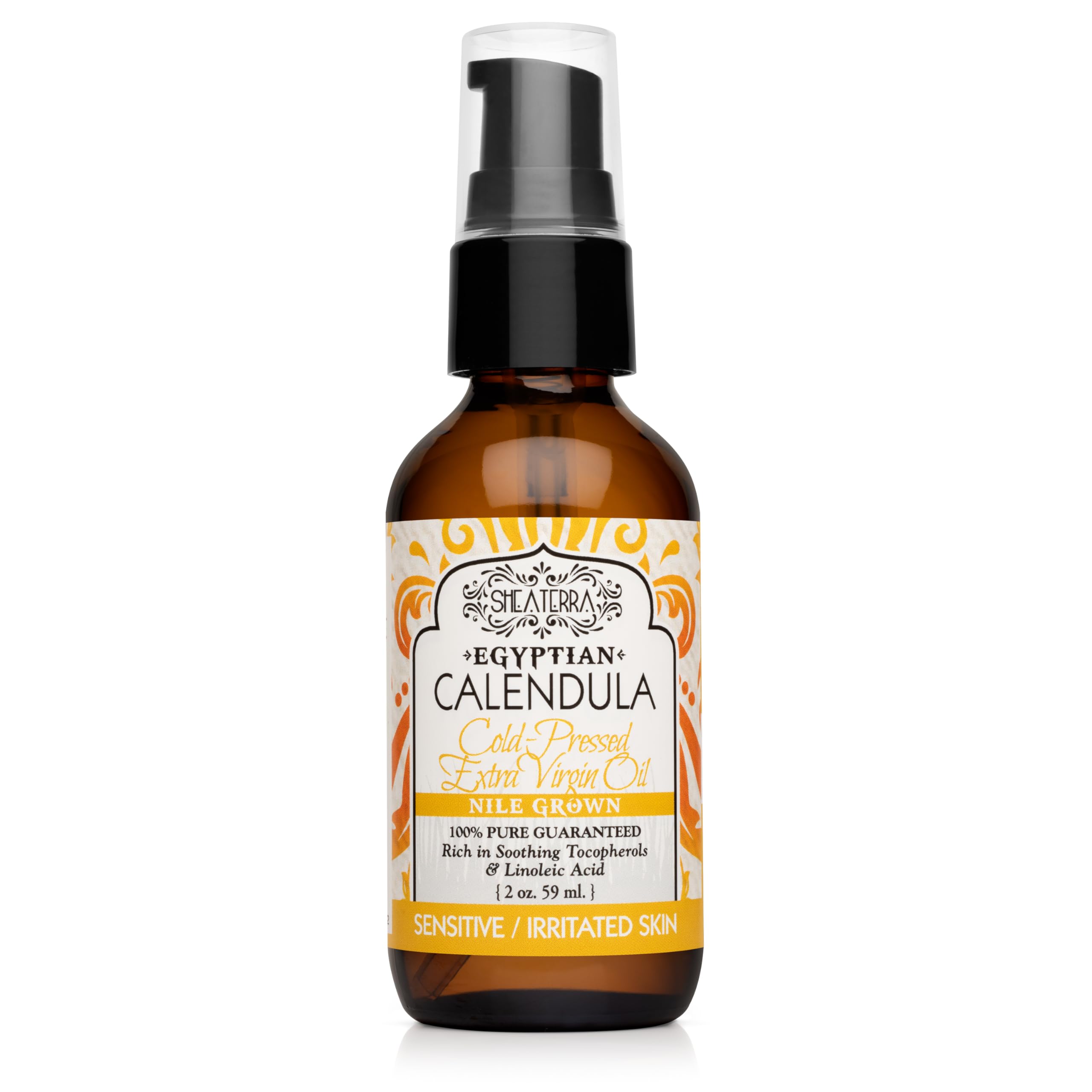 Shea Terra Egyptian Calendula Cold-Pressed Extra Virgin Oil – Organic Skin Nourishment, 2 oz