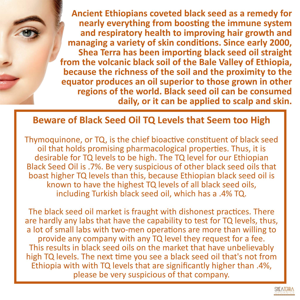 Shea Terra Ethiopian Black Seed Oil – Cold-Pressed Extra Virgin, 8 oz