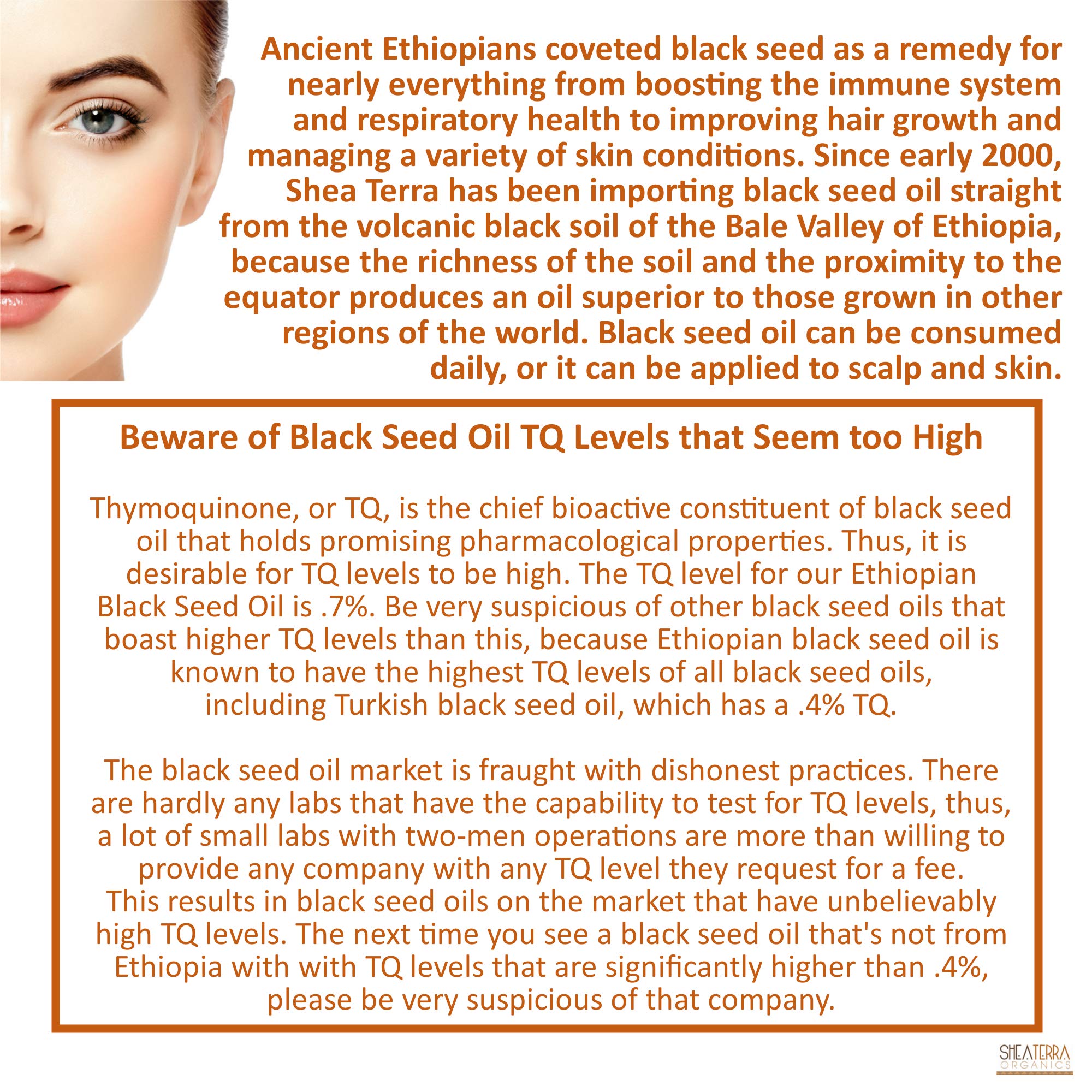 Shea Terra Ethiopian Black Seed Oil – Cold-Pressed Extra Virgin, 8 oz