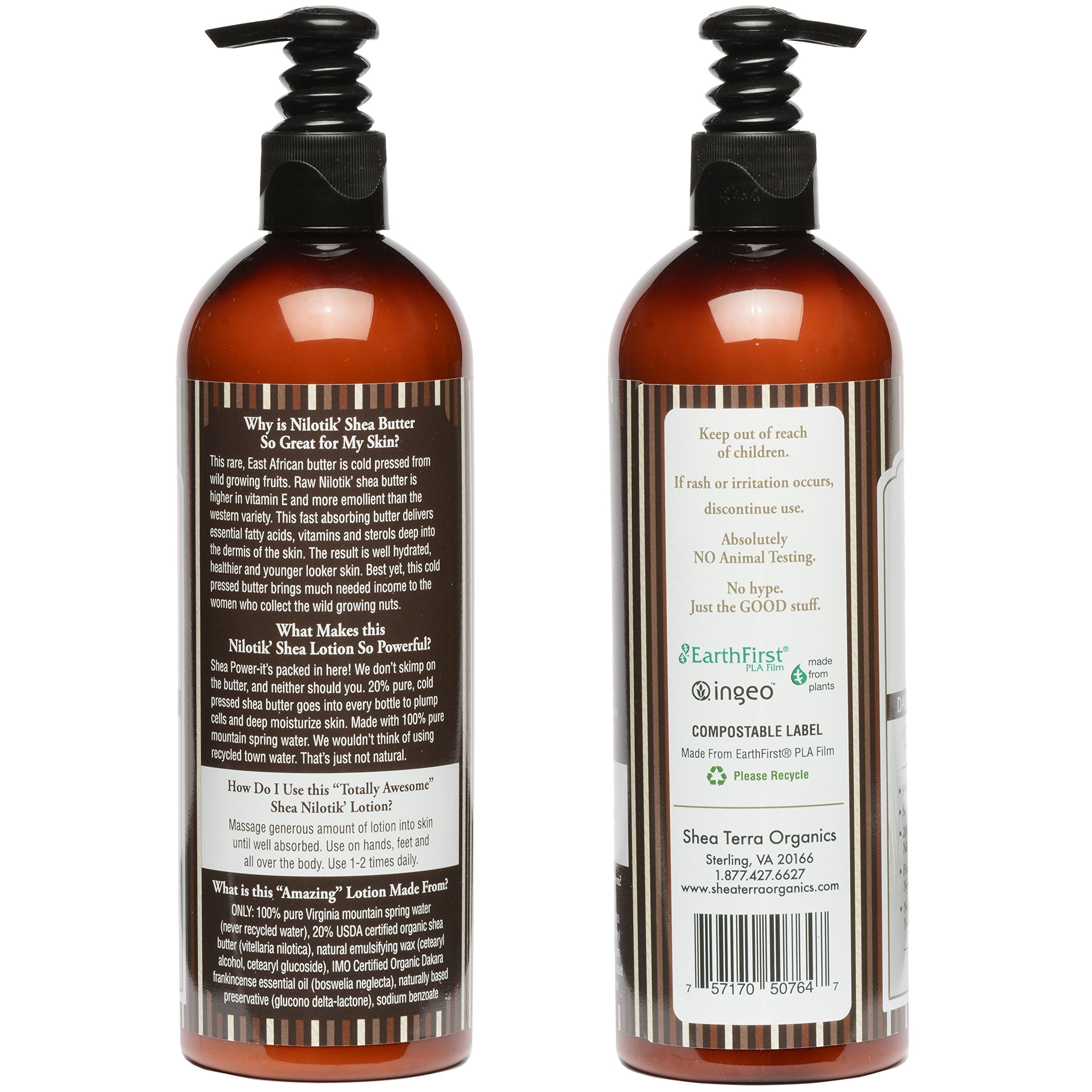 Shea Terra Organics Nilotik’ Shea Butter Lotion with Dakara Frankincense – Ultra-Rich Daily Moisturizer, 16 oz