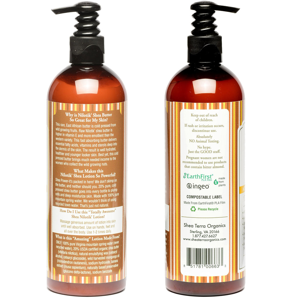 Shea Terra Organics Nilotik’ Shea Butter Lotion – Mongongo Banana | Ultra-Rich Daily Moisturizer 16 oz