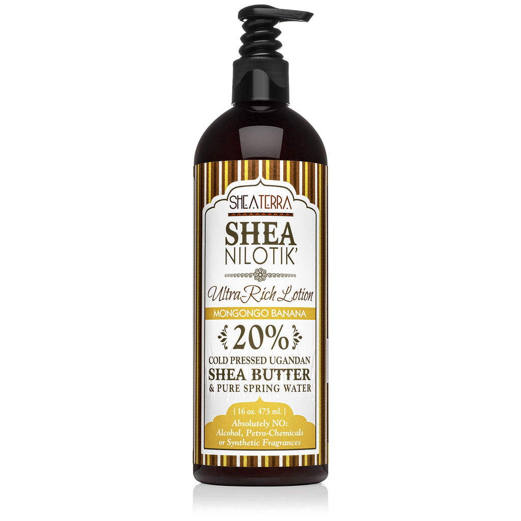 Shea Terra Organics Nilotik’ Shea Butter Lotion – Mongongo Banana | Ultra-Rich Daily Moisturizer 16 oz