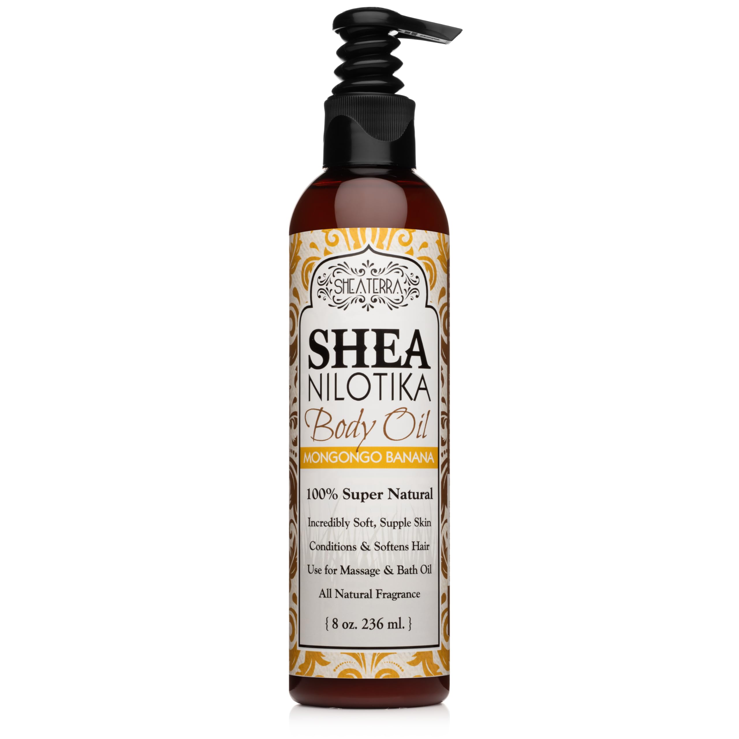 Shea Terra Organics Shea Nilotik’ Oil with Mongongo Banana | Lightweight Daily Moisturizer for Skin & Hair – 8 oz