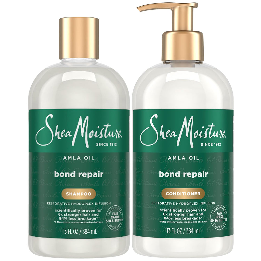 SheaMoisture Amla Bond Repair Shampoo & Conditioner – 13 oz each | Anti-Frizz for Curly Hair