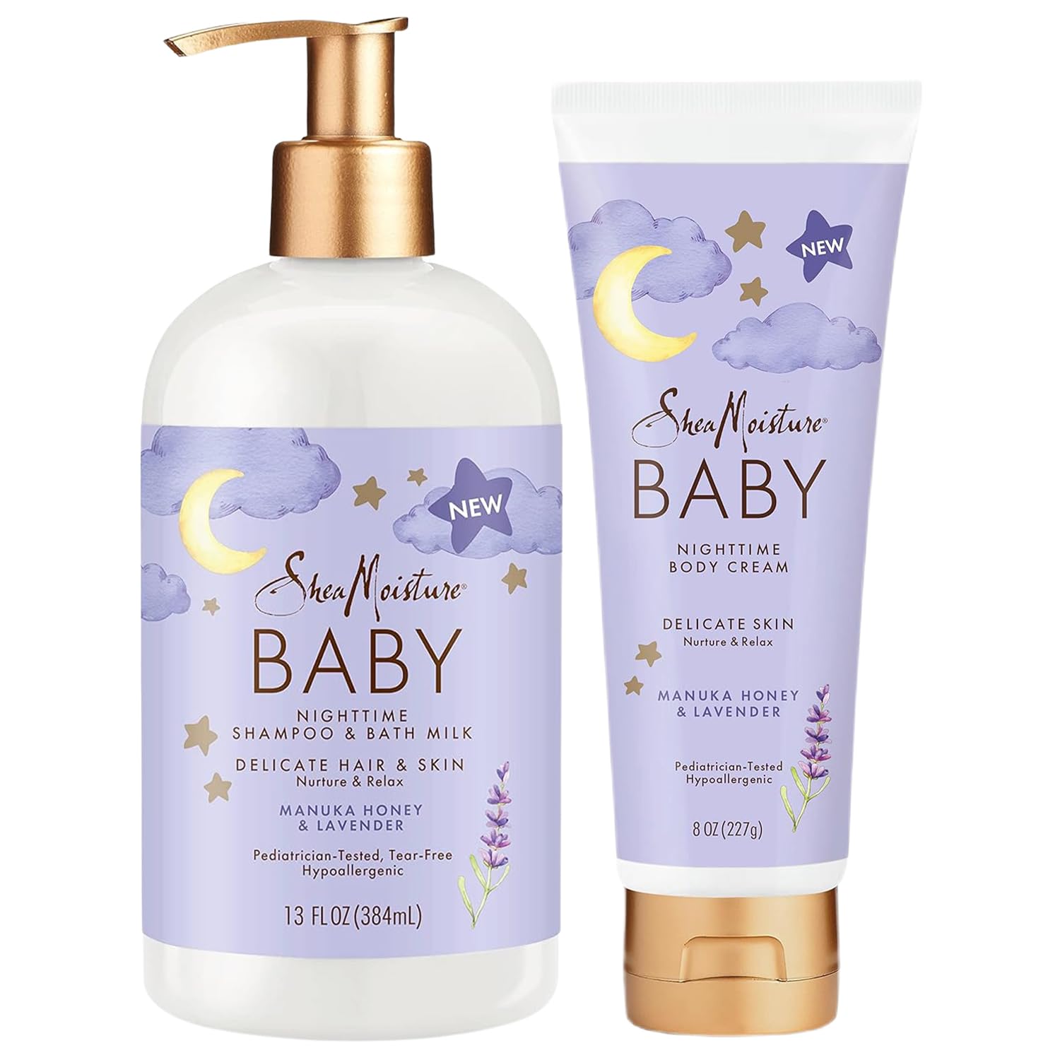 SheaMoisture Baby Care Set – Nighttime Shampoo & Bath Milk + Nighttime Body Cream (2-Piece)