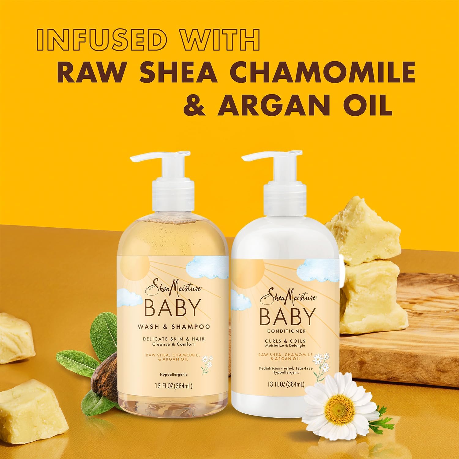 SheaMoisture Baby Essentials: Tear-Free 2-in-1 Shampoo & Body Wash + Curls & Coils Detangler Conditioner