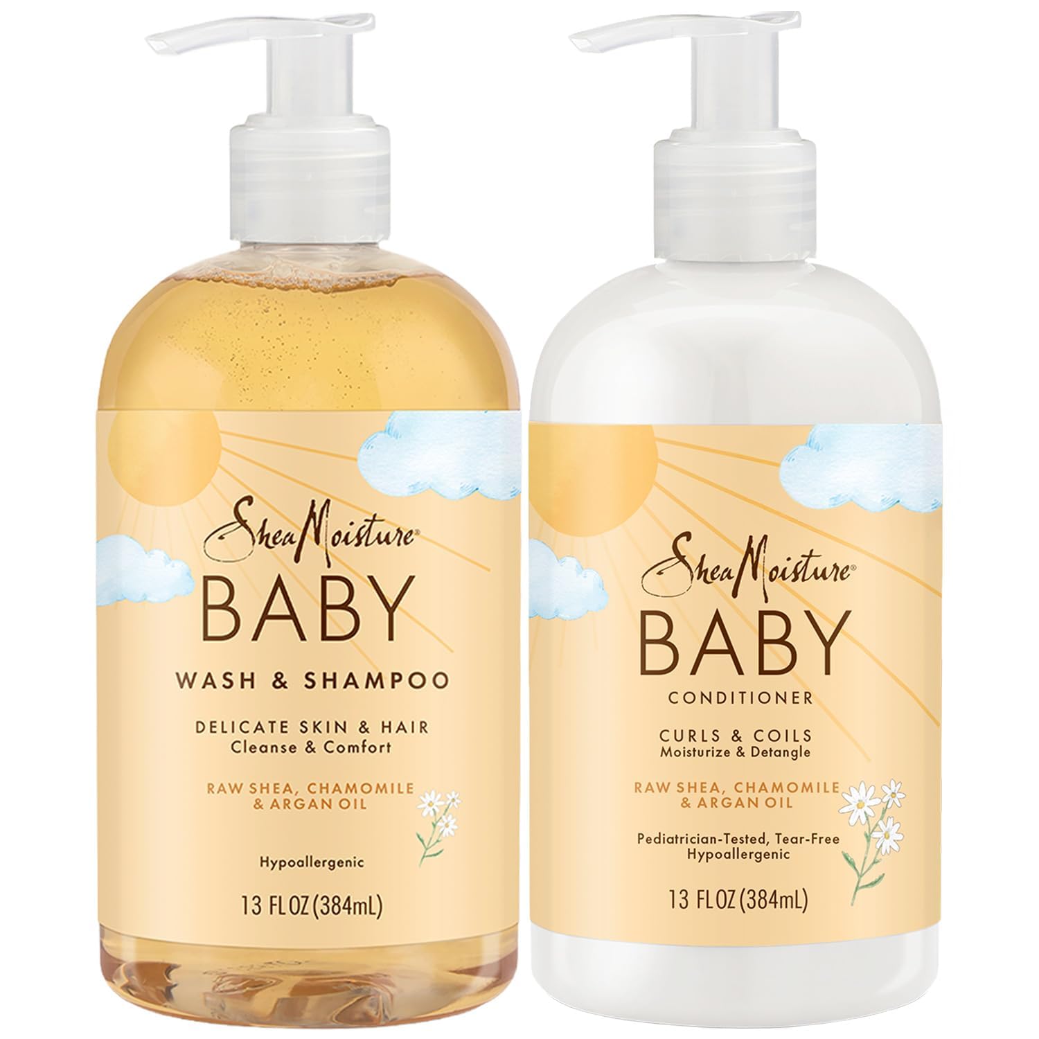 SheaMoisture Baby Essentials: Tear-Free 2-in-1 Shampoo & Body Wash + Curls & Coils Detangler Conditioner