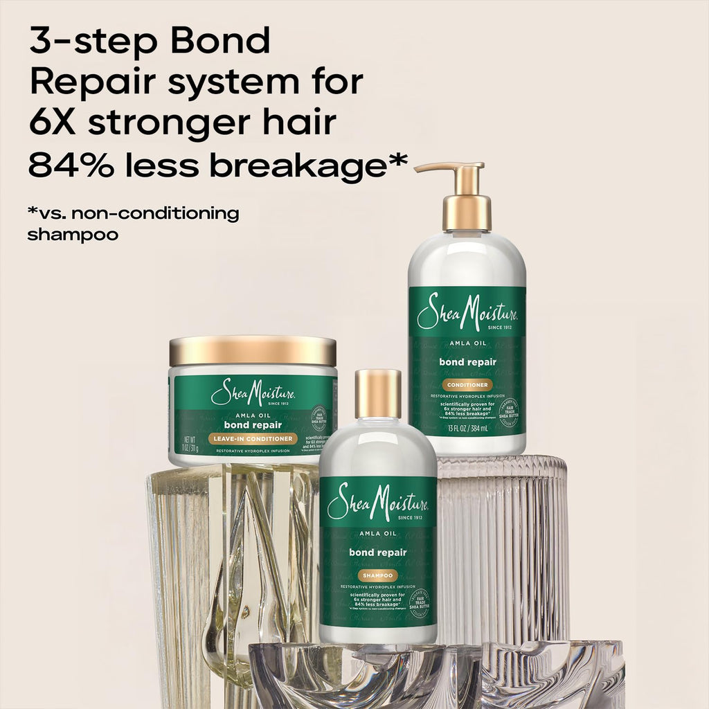 SheaMoisture Amla Bond Repair Shampoo & Conditioner – 13 oz each | Anti-Frizz for Curly Hair