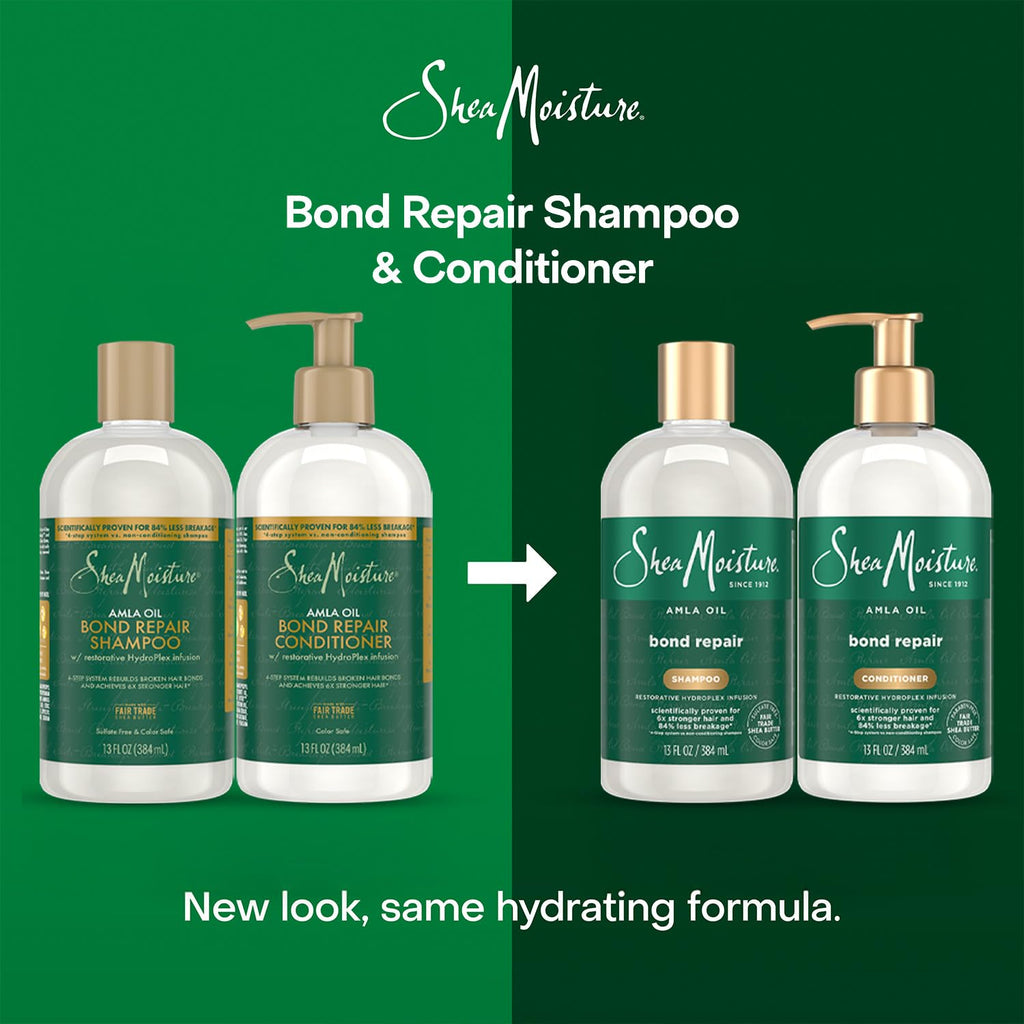 SheaMoisture Amla Bond Repair Shampoo & Conditioner – 13 oz each | Anti-Frizz for Curly Hair